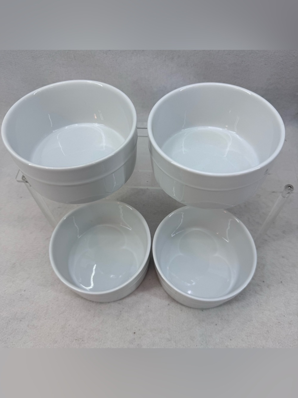 EUC 4 Home Trends Canopy Brand Ramekins White Ceramic Soufflé Cups 5”x2.25”